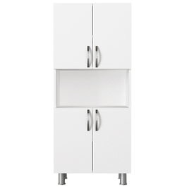 Hanah Home William - White Mueble de Baño Blanco 59.5 cm Ancho x 140.3 cm Alto x 29.5 cm Profundo Fabricado en Tablero de Partículas Recubierto de Melamina
